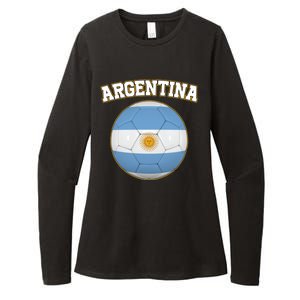 Argentina Team Flag Soccer Ball World Cup Womens CVC Long Sleeve Shirt