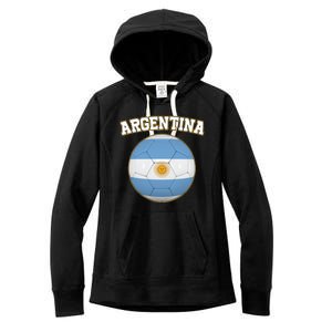 Argentina Team Flag Soccer Ball World Cup Women's Fleece Hoodie