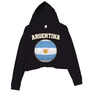 Argentina Team Flag Soccer Ball World Cup Crop Fleece Hoodie