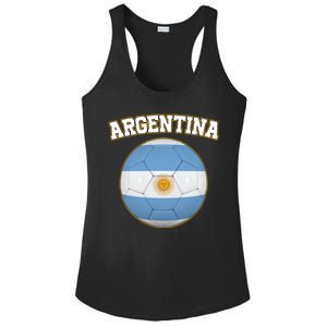 Argentina Team Flag Soccer Ball World Cup Ladies PosiCharge Competitor Racerback Tank