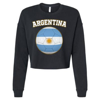 Argentina Team Flag Soccer Ball World Cup Cropped Pullover Crew