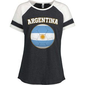 Argentina Team Flag Soccer Ball World Cup Enza Ladies Jersey Colorblock Tee