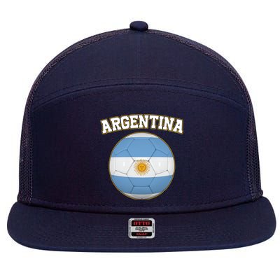 Argentina Team Flag Soccer Ball World Cup 7 Panel Mesh Trucker Snapback Hat