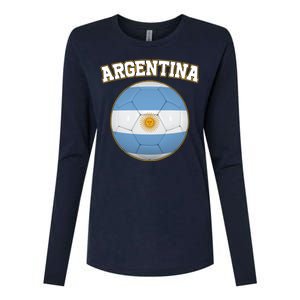 Argentina Team Flag Soccer Ball World Cup Womens Cotton Relaxed Long Sleeve T-Shirt