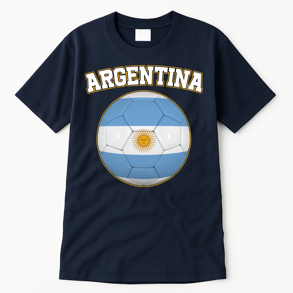 Argentina Team Flag Soccer Ball World Cup Tall T-Shirt