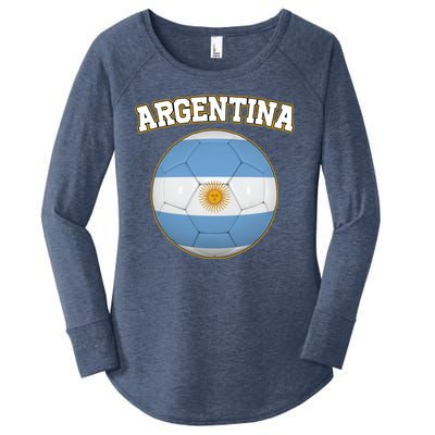 Argentina Team Flag Soccer Ball World Cup Women's Perfect Tri Tunic Long Sleeve Shirt