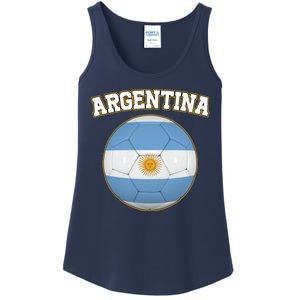 Argentina Team Flag Soccer Ball World Cup Ladies Essential Tank