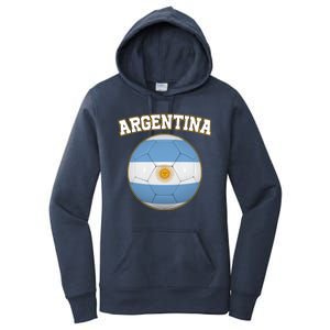 Argentina Team Flag Soccer Ball World Cup Women's Pullover Hoodie