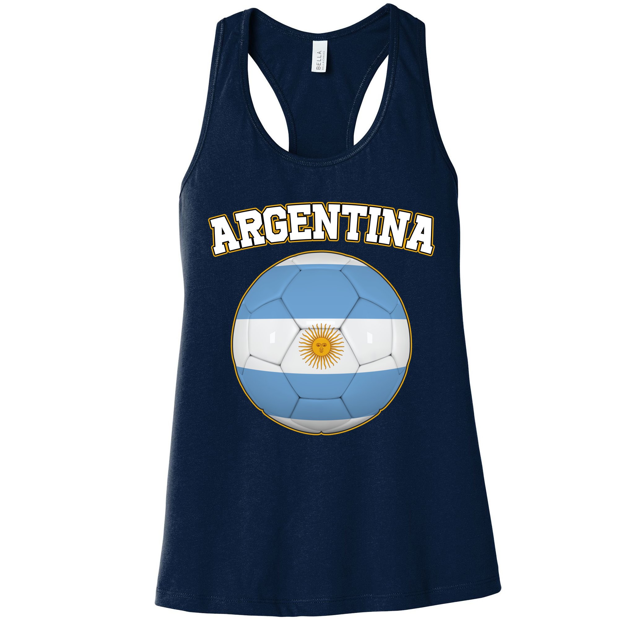 Argentina Team Flag Soccer Ball World Cup Womens Tank Top