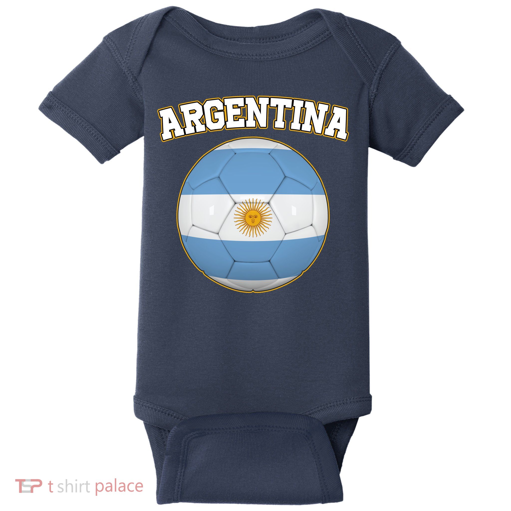Argentina Team Flag Soccer Ball World Cup Baby Bodysuit