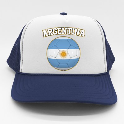 Argentina Team Flag Soccer Ball World Cup Trucker Hat