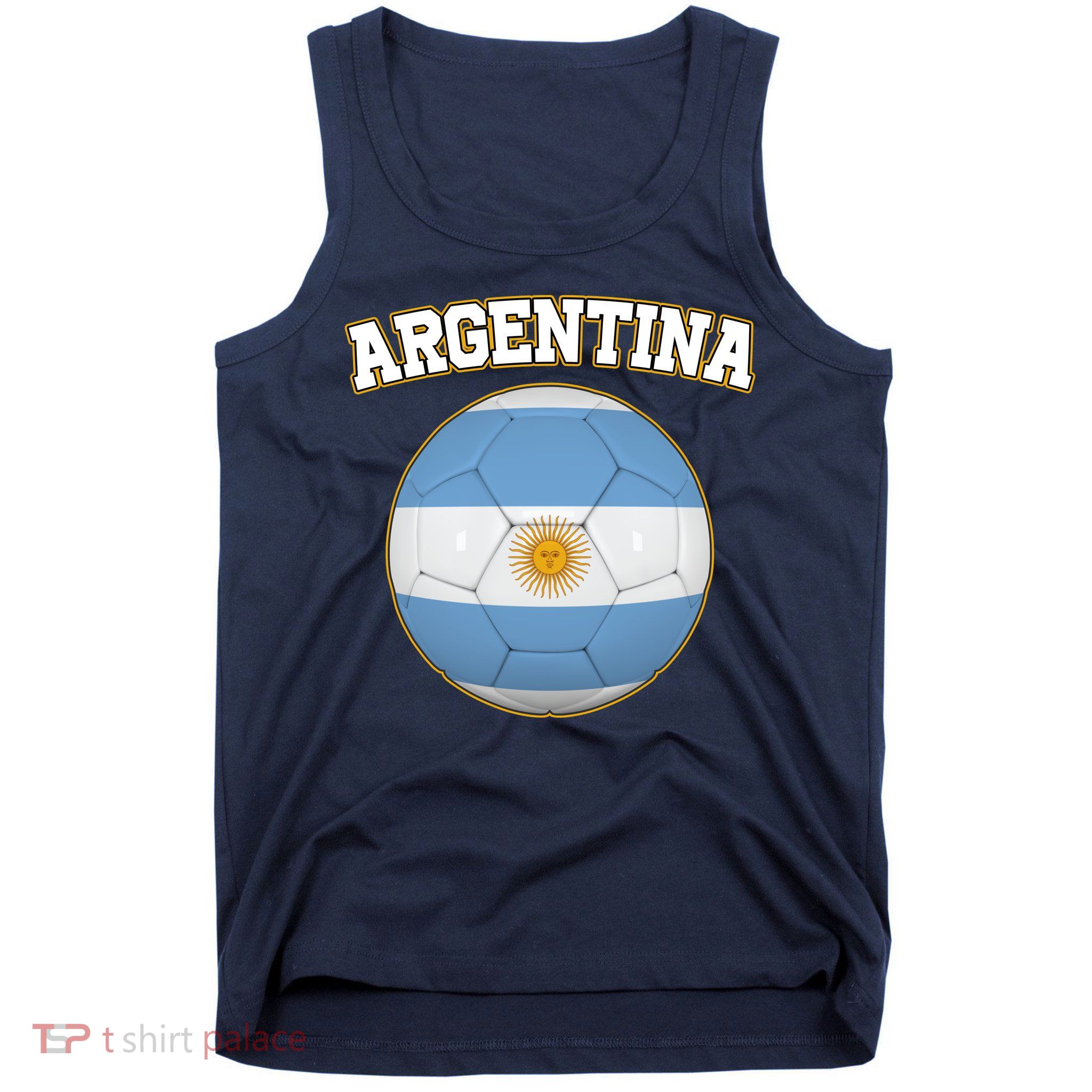 Argentina Team Flag Soccer Ball World Cup Tank Top