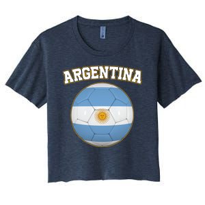 Argentina Team Flag Soccer Ball World Cup Women's Crop Top Tee