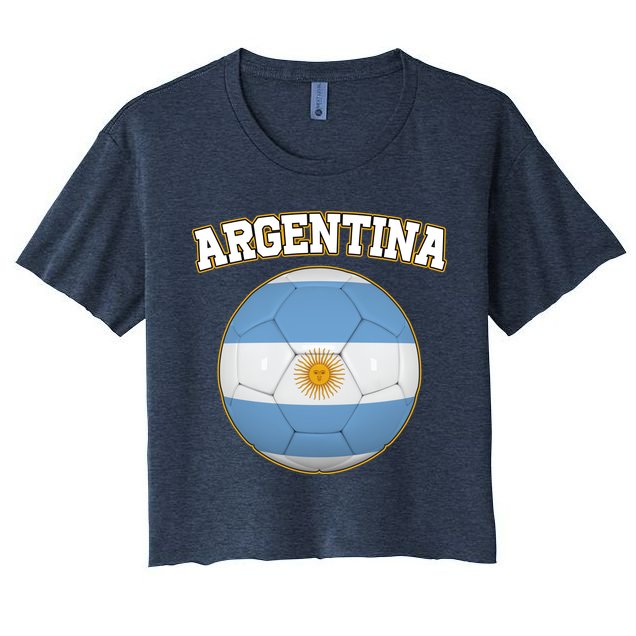 Argentina Team Flag Soccer Ball World Cup Crop Top