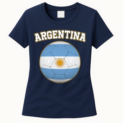 Argentina Team Flag Soccer Ball World Cup Womens T-Shirt