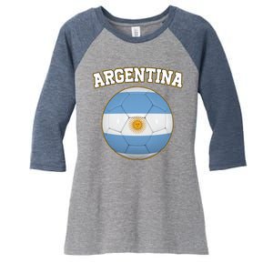 Argentina Team Flag Soccer Ball World Cup Women's Tri-Blend 3/4-Sleeve Raglan Shirt