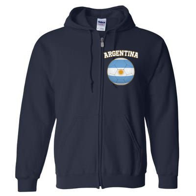 Argentina Team Flag Soccer Ball World Cup Full Zip Hoodie