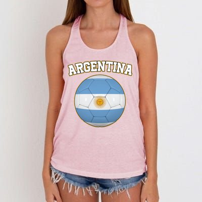 Argentina Team Flag Soccer Ball World Cup Women's Knotted Racerback Tank