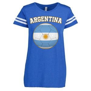 Argentina Team Flag Soccer Ball World Cup Enza Ladies Jersey Football T-Shirt