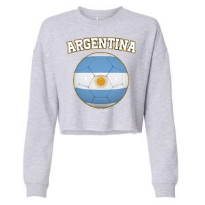 Argentina Team Flag Soccer Ball World Cup Cropped Pullover Crew