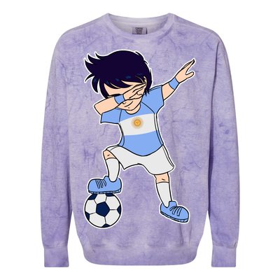 Argentinian Dabbing Soccer Boy Argentina Colorblast Crewneck Sweatshirt