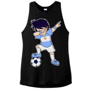 Argentinian Dabbing Soccer Boy Argentina Ladies PosiCharge Tri-Blend Wicking Tank