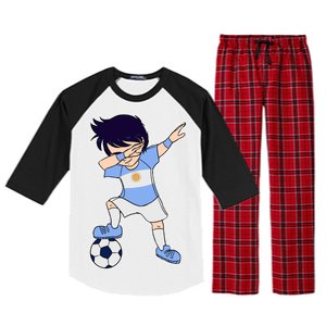 Argentinian Dabbing Soccer Boy Argentina Raglan Sleeve Pajama Set