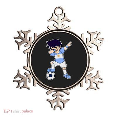Argentinian Dabbing Soccer Boy Argentina Metallic Star Ornament