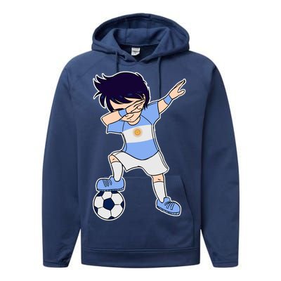 Argentinian Dabbing Soccer Boy Argentina Performance Fleece Hoodie