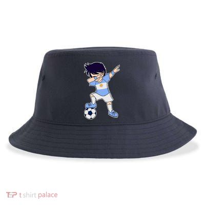 Argentinian Dabbing Soccer Boy Argentina Sustainable Bucket Hat