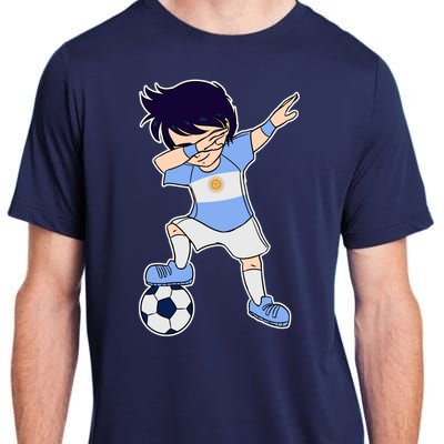 Argentinian Dabbing Soccer Boy Argentina Adult ChromaSoft Performance T-Shirt