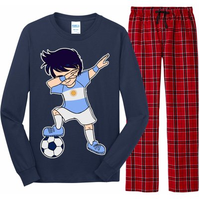 Argentinian Dabbing Soccer Boy Argentina Long Sleeve Pajama Set