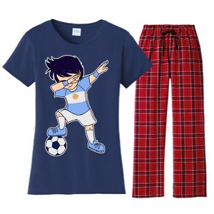 Argentinian Dabbing Soccer Boy Argentina Women's Flannel Pajama Set