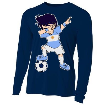 Argentinian Dabbing Soccer Boy Argentina Cooling Performance Long Sleeve Crew