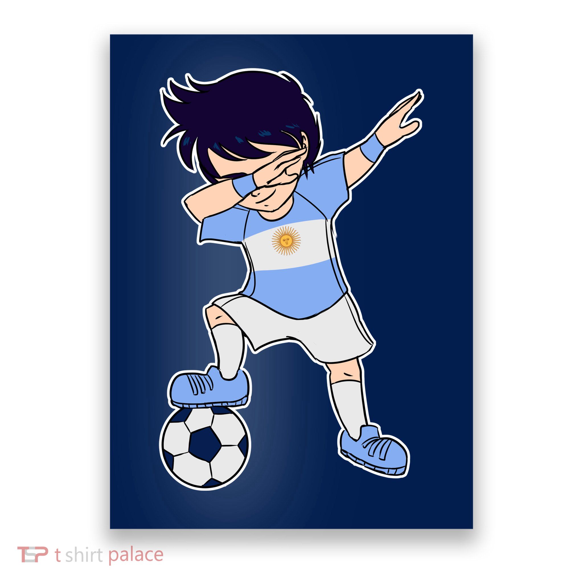 Argentinian Dabbing Soccer Boy Argentina Poster