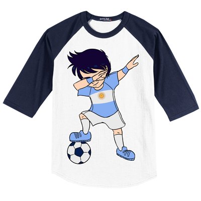 Argentinian Dabbing Soccer Boy Argentina Baseball Sleeve Shirt