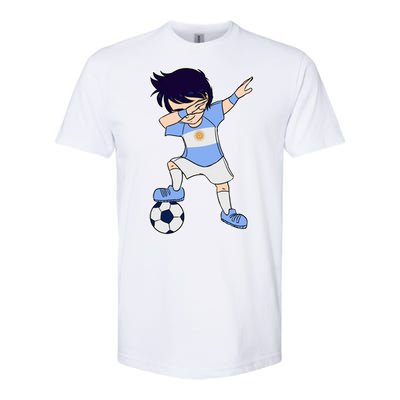 Argentinian Dabbing Soccer Boy Argentina Softstyle CVC T-Shirt