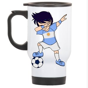 Argentinian Dabbing Soccer Boy Argentina Stainless Steel Travel Mug