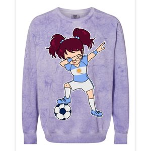 Argentinian Dabbing Soccer Gril Argentina Colorblast Crewneck Sweatshirt