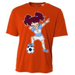 Argentinian Dabbing Soccer Gril Argentina Cooling Performance Crew T-Shirt