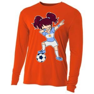 Argentinian Dabbing Soccer Gril Argentina Cooling Performance Long Sleeve Crew