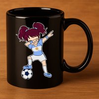 Argentinian Dabbing Soccer Gril Argentina 11oz C Handle Ceramic Mug