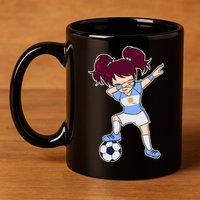 Argentinian Dabbing Soccer Gril Argentina 11oz C Handle Ceramic Mug