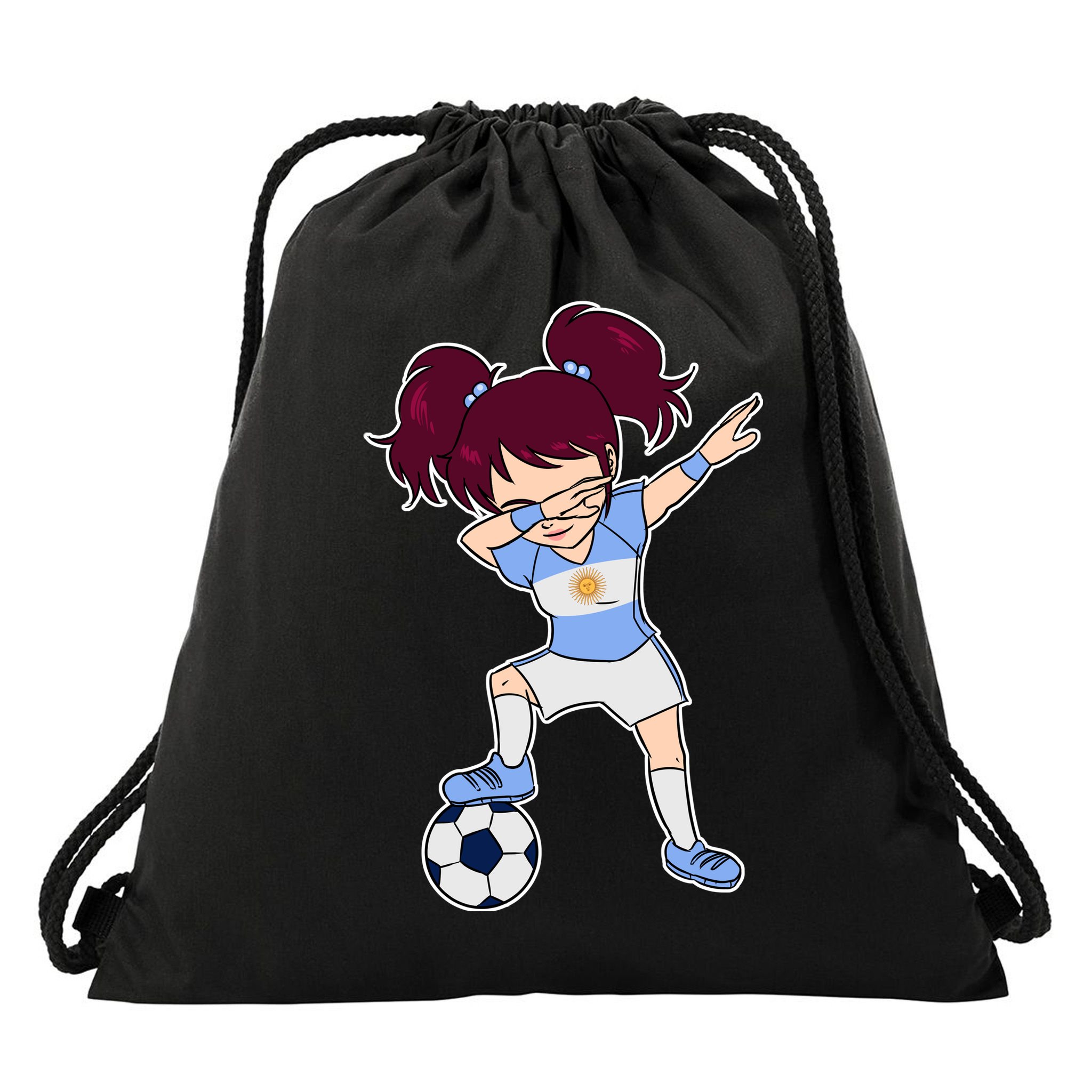 Argentinian Dabbing Soccer Gril Argentina Drawstring Bag