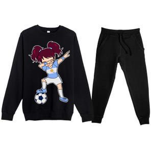 Argentinian Dabbing Soccer Gril Argentina Premium Crewneck Sweatsuit Set