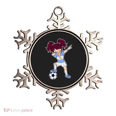 Argentinian Dabbing Soccer Gril Argentina Metallic Star Ornament
