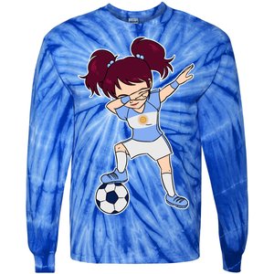 Argentinian Dabbing Soccer Gril Argentina Tie-Dye Long Sleeve Shirt