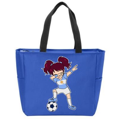 Argentinian Dabbing Soccer Gril Argentina Zip Tote Bag