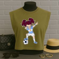 Argentinian Dabbing Soccer Gril Argentina Garment-Dyed Women's Muscle Tee