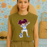 Argentinian Dabbing Soccer Gril Argentina Garment-Dyed Women's Muscle Tee